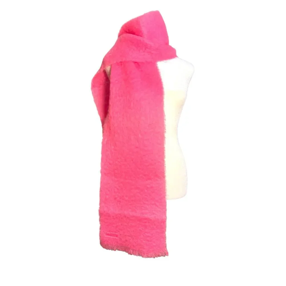 Vintage Joesph Magnin Chunky Bubblegum Pink Mohair Wool Scarf Shawl Wrap England